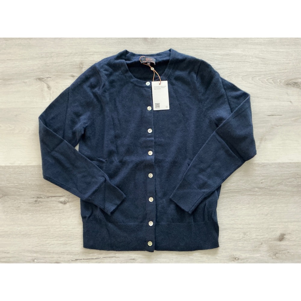 Quince Mongolian Cashmere Cardigan Sweater Navy Medium New With Tags - Picture 8 of 9